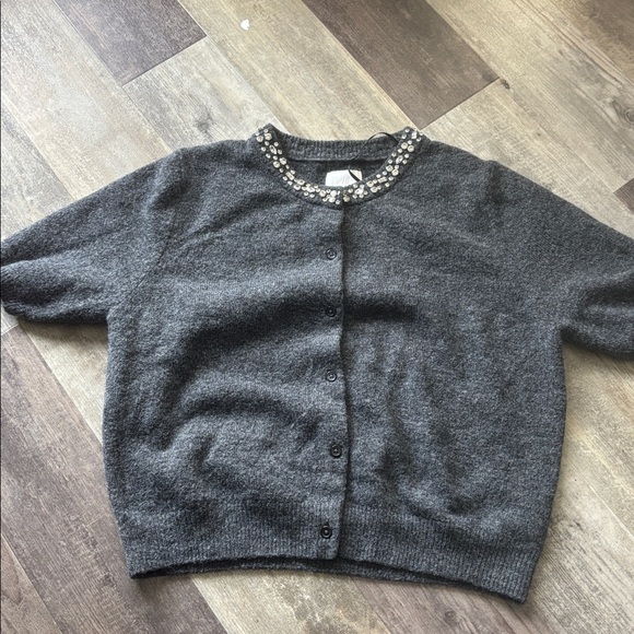 H&M🎀 Short Sleeves Rhinestone-Embellished Cardigan - Picture 3 of 3
